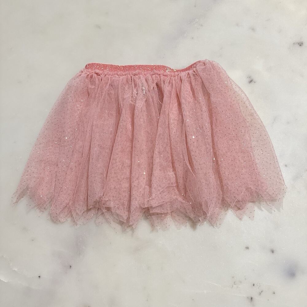 Zara Girls M Pink Silver Tulle Skirt Elastic Waist Mesh Princess Ballet Party